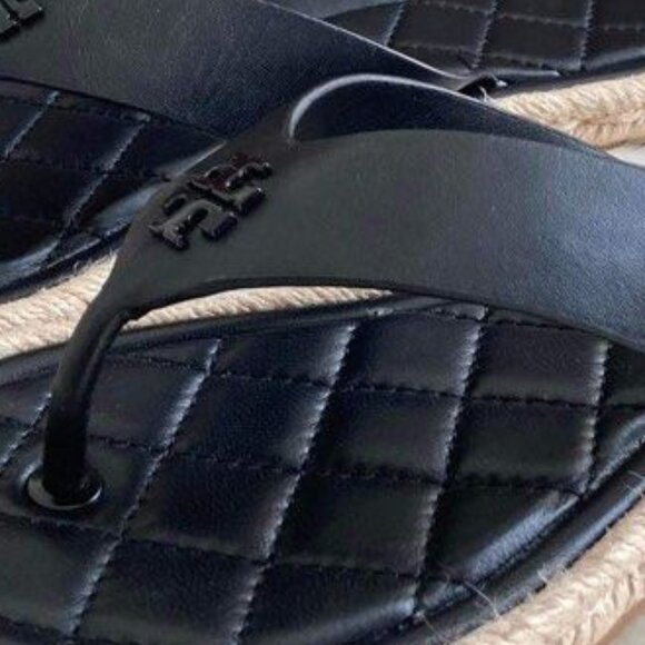 Tory Burch NIB Quilted Espadrille Thong sz 7 Flip Flop - Picture 9 of 11